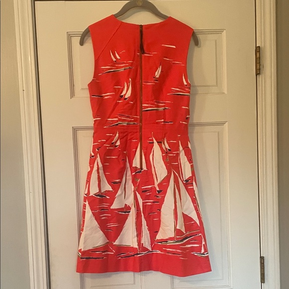 Anthropologie, Maeve —Sleeveless Tomato Red Sailboat Print Dress -Size 2 - Picture 5 of 11